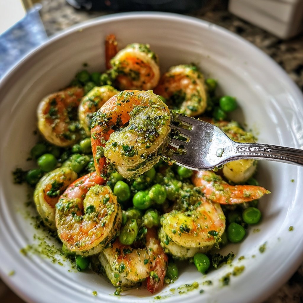 Easy Pesto Shrimp and Peas