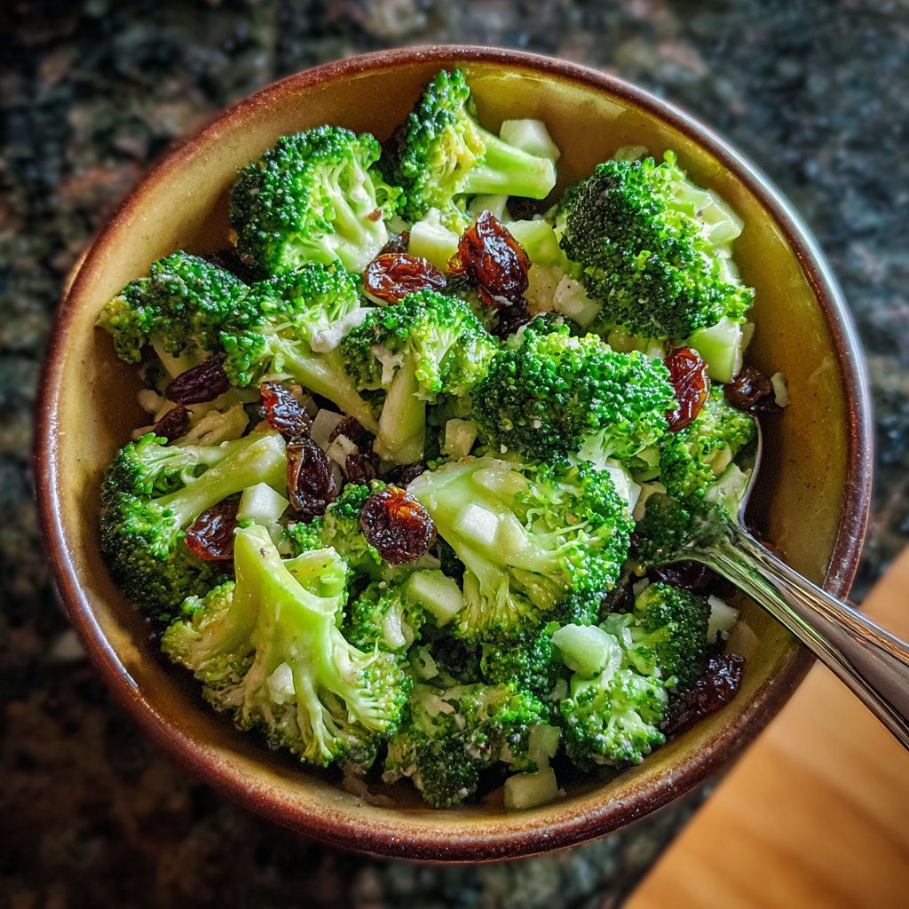 Broccoli Apple and Raisin Salad