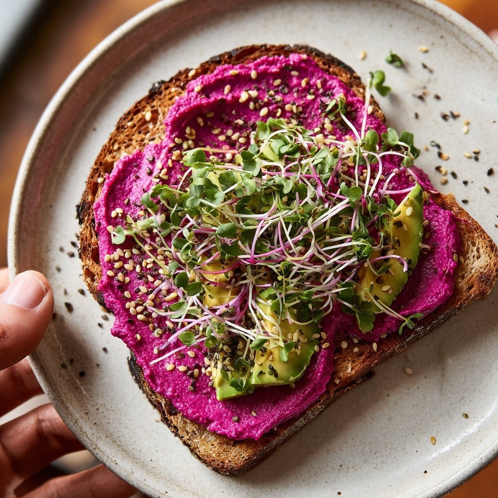 Avocado Toast with Beet Hummus
