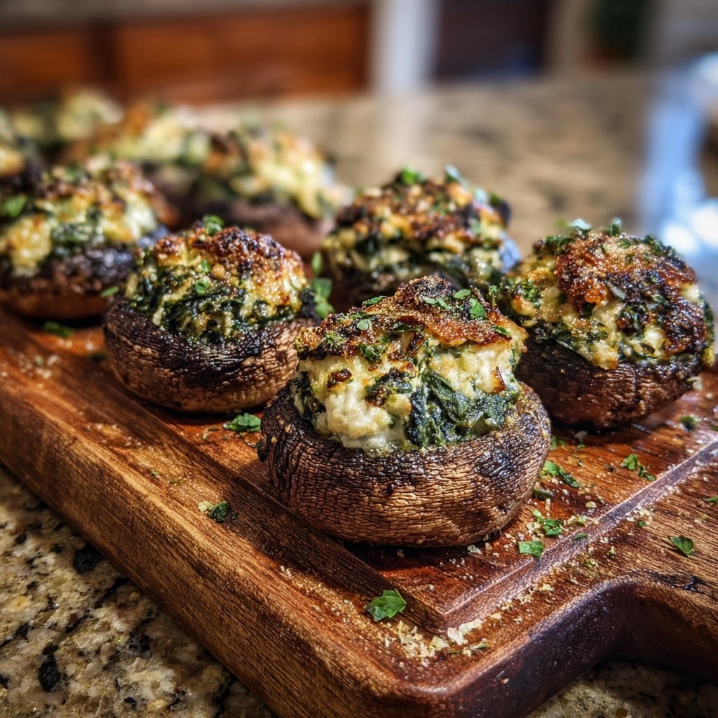 Spinach Feta Stuffed Mushrooms