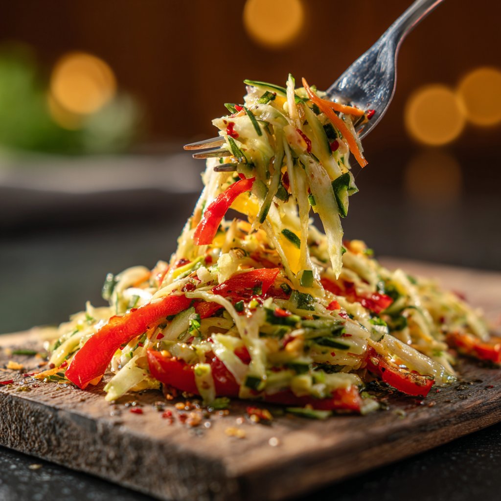 Cucumber Slaw with Roasted Peppers