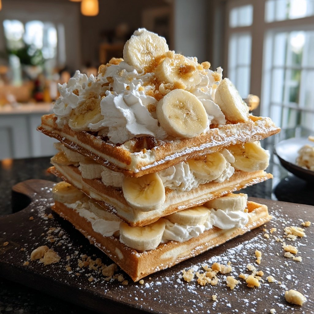 Banana Pudding Waffle Stack