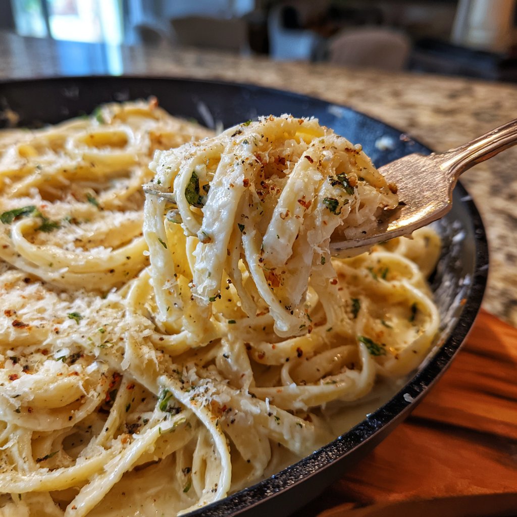One Pot Creamy Garlic Alfredo Pasta